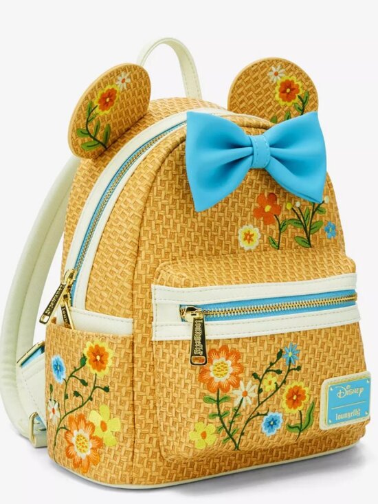 Loungefly Disney Minnie Mouse Raffia Floral Ears Mini Backpack - Exclusive main image 4